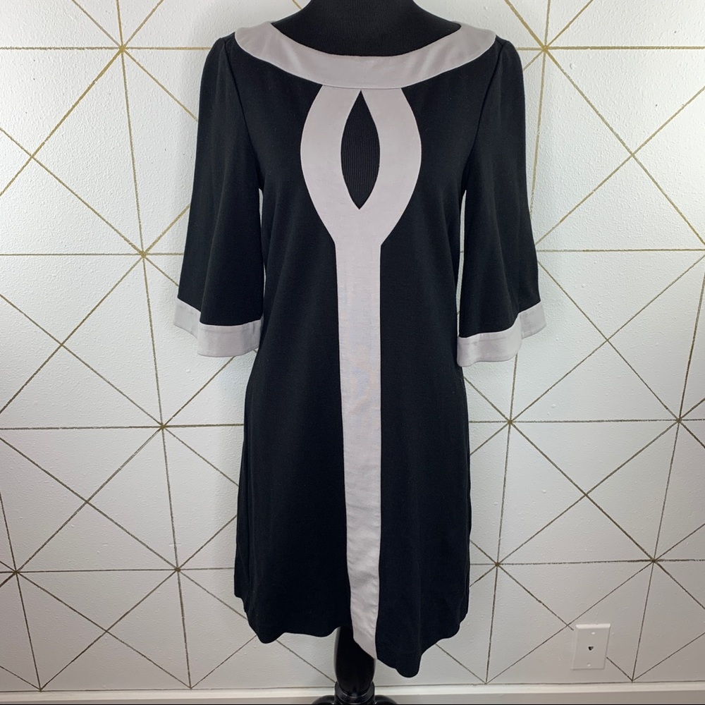 Trina Turk Centerline Mod Shift Dress Gray/ Black